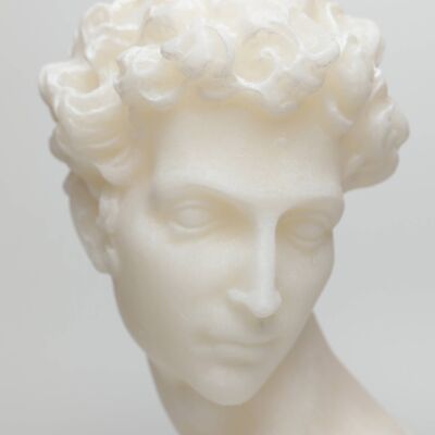 Candela grande - Candela bianca con testa del dio greco Hermes - Busto romano - Regalo, decorazione, tendenza, giovane e Natale