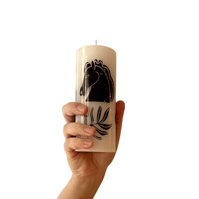 White Tall Greek-Roman Design pillar candle