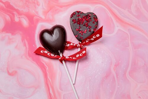 Dark Chocolate & Raspberry Heart Lolly – 24 x 18g