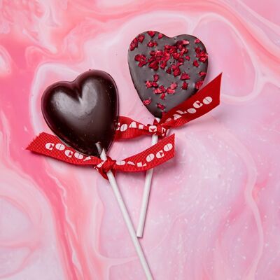 Dark Chocolate & Raspberry Heart Lolly – 24 x 18g