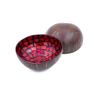 Ciotola in cocco con piastrelle perlate - Rosso