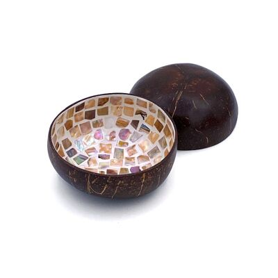 Ciotola in cocco con piastrelle perlate - Beige