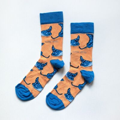 Ray Socks | Bamboo Socks | Coral Orange Socks | Ocean Socks