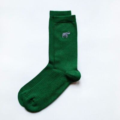 Elefantensocken | Gerippte Bambussocken | Smaragdgrüne Socken