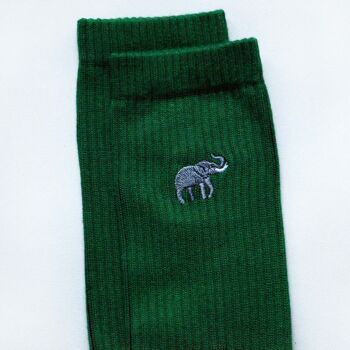 Chaussettes éléphant | Chaussettes en bambou côtelées | Chaussettes vert émeraude 3