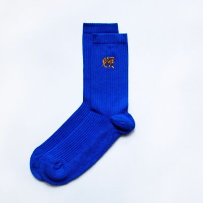Tiger Socks | Ribbed Bamboo Socks | Royal Blue Socks
