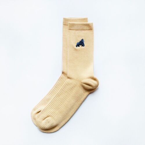 Gorilla Socks | Ribbed Bamboo Socks | Yellow Socks