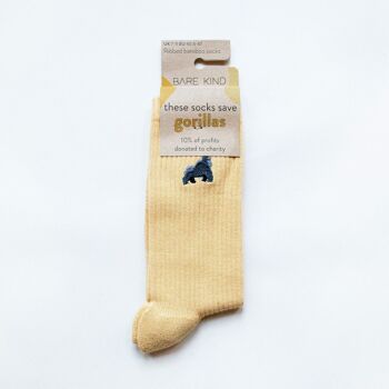 Chaussettes Gorille | Chaussettes en bambou côtelées | Chaussettes jaunes 2