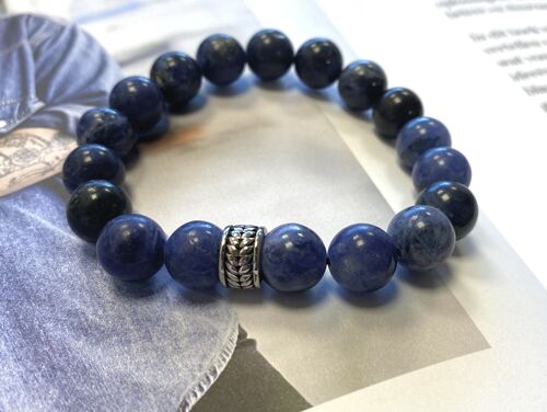 Men's bracelet Sodalite and stainless steel bead
