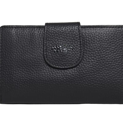 Carpi, zippered wallet L with leather strap, black