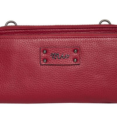 Carpi, zipped purse L with additional large zipped compartment and shoulder strap, red