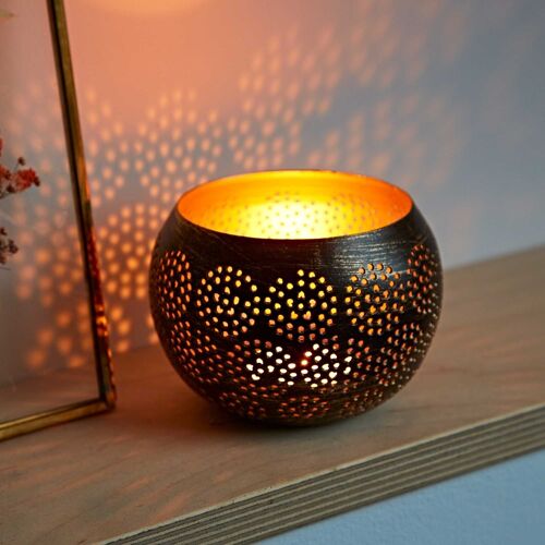 Black and Gold Metal Tea Light Holder