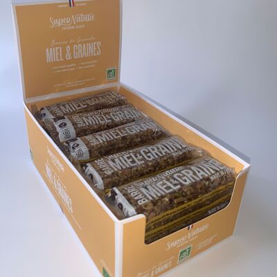 Présentoir de 20 barres Miel & Graines de 35 g