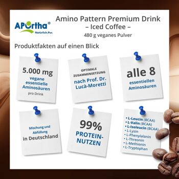Amino Pattern Premium Drink - Café glacé - 480 g de poudre végétalienne 2