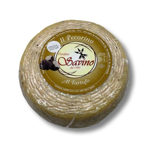 Fromage sec affiné - Pecorino al tartufo - Pecorino à la truffe d'été (1%) au lait de brebis du Gargano (2,5kg)