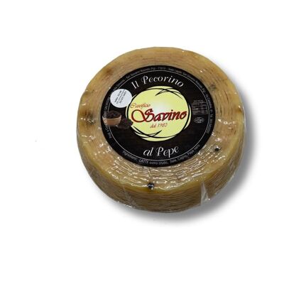 Queso seco curado - Pecorino al pepe - Pecorino a la pimienta y leche de oveja Gargano (2kg)