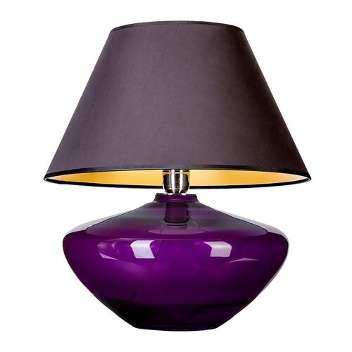 Glaslampe lila bauchig mit Lampenschirm Tischlampe
