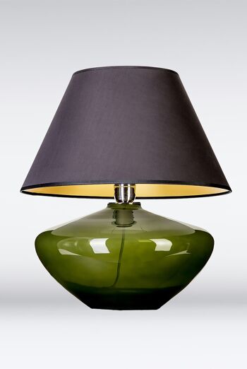 Lampe en verre vert bulbeux avec abat-jour lampe de table 1