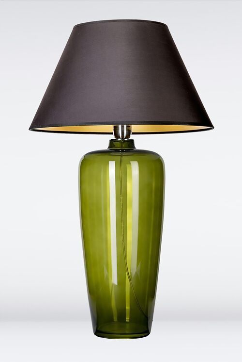 Glaslampe grün schmal mit Lampenschirm Tischlampe