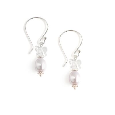 Grey freshwater pearl and butterfly earrings