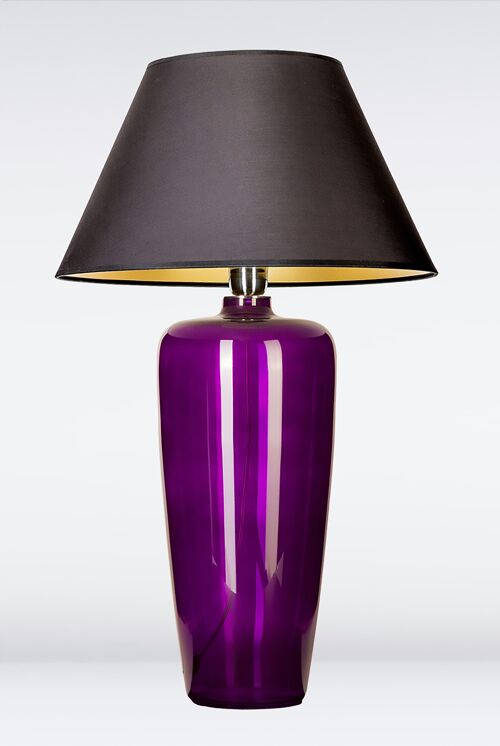 Glaslampe schmal lila mit Lampenschirm Tischlampe
