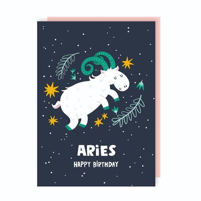 Paquete de 6 tarjetas de cumpleaños con el signo del zodiaco Aries