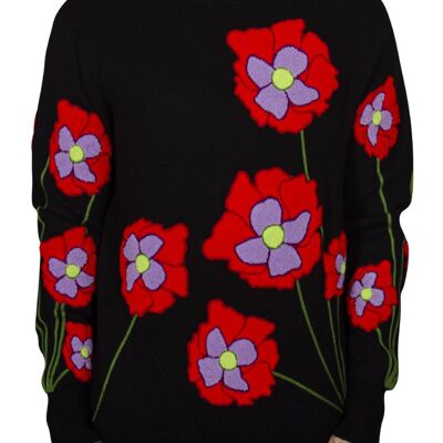 =+ Opium Poppy Flower Knit Sweater