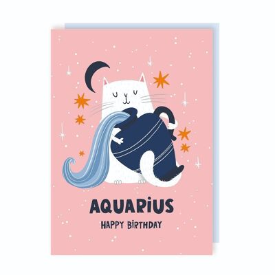 Paquete de 6 tarjetas de cumpleaños con signo del zodiaco Acuario