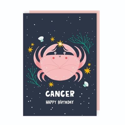 Paquete de 6 tarjetas de cumpleaños con los signos del zodiaco de Cáncer