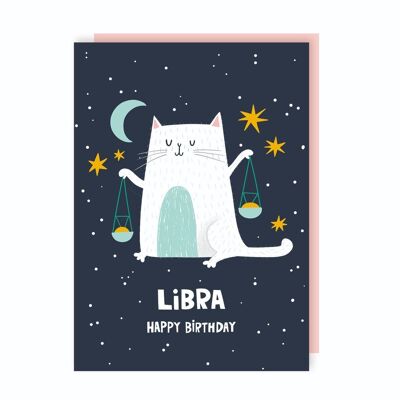 Paquete de 6 tarjetas de cumpleaños con el signo del zodiaco Libra