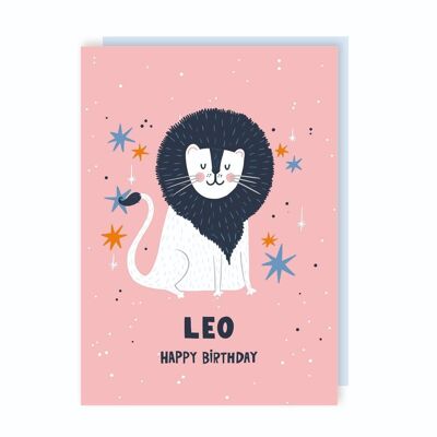 Paquete de 6 tarjetas de cumpleaños con el signo del zodiaco Leo