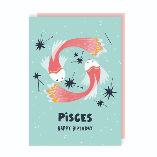 Pisces Zodiac Sign Birthday Card Pack of 6