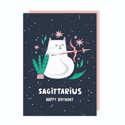Paquete de 6 tarjetas de cumpleaños con el signo del zodiaco Sagitario