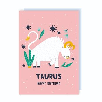 Lot de 6 cartes d'anniversaire signe du zodiaque Taureau 1