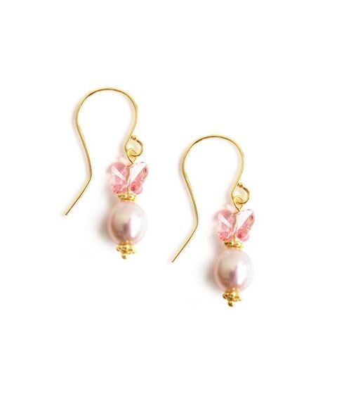 Rose freshwater pearl and butterfly earrings