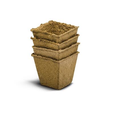 Pots carrés en fibre naturelle 8x8 cm (4u) - NATPOT CL