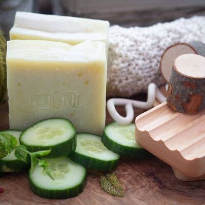 Concombre + Savon Menthe - Végétalien, Fait Main, 100% Naturel