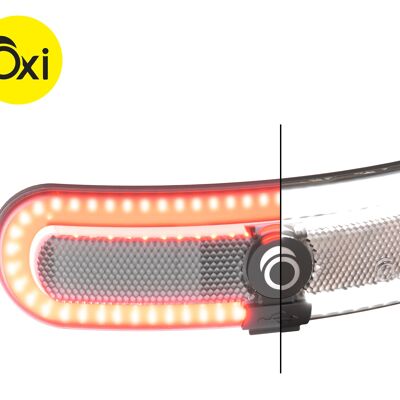 OxiLum: removable front/rear light for bike, scooter or helmet