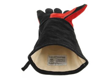 VOLKSWAGEN VW T1 Combi gants pour barbecue (paire) en boîte cadeau - cuir de vache/rouge & noir 5