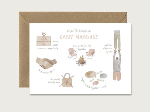 Hochzeitskarte "How to have a great marriage" Geburtstag Grußkarte Klappkarte Karte HERZ & PAPIER