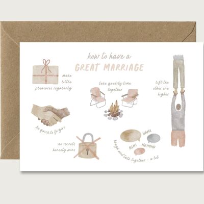 Hochzeitskarte "How to have a great marriage" Geburtstag Grußkarte Klappkarte Karte HERZ & PAPIER