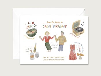 Carte d'anniversaire "Comment passer un super anniversaire" carte de voeux d'anniversaire carte pliante COEUR & PAPIER 2
