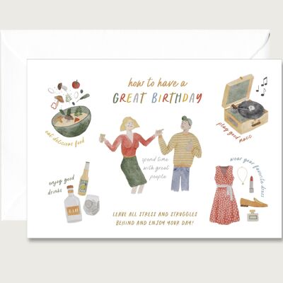 Tarjeta de cumpleaños "Cómo tener un gran cumpleaños" tarjeta de felicitación de cumpleaños tarjeta plegable CORAZÓN Y PAPEL