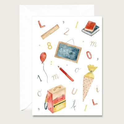 Carte de rentrée scolaire, carte de vœux, carte pliante, carte COEUR & PAPIER