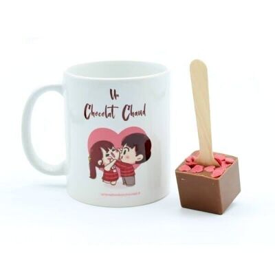HEART MUG WITH HOT CHOCOLATE SPOON - set of 6 pieces