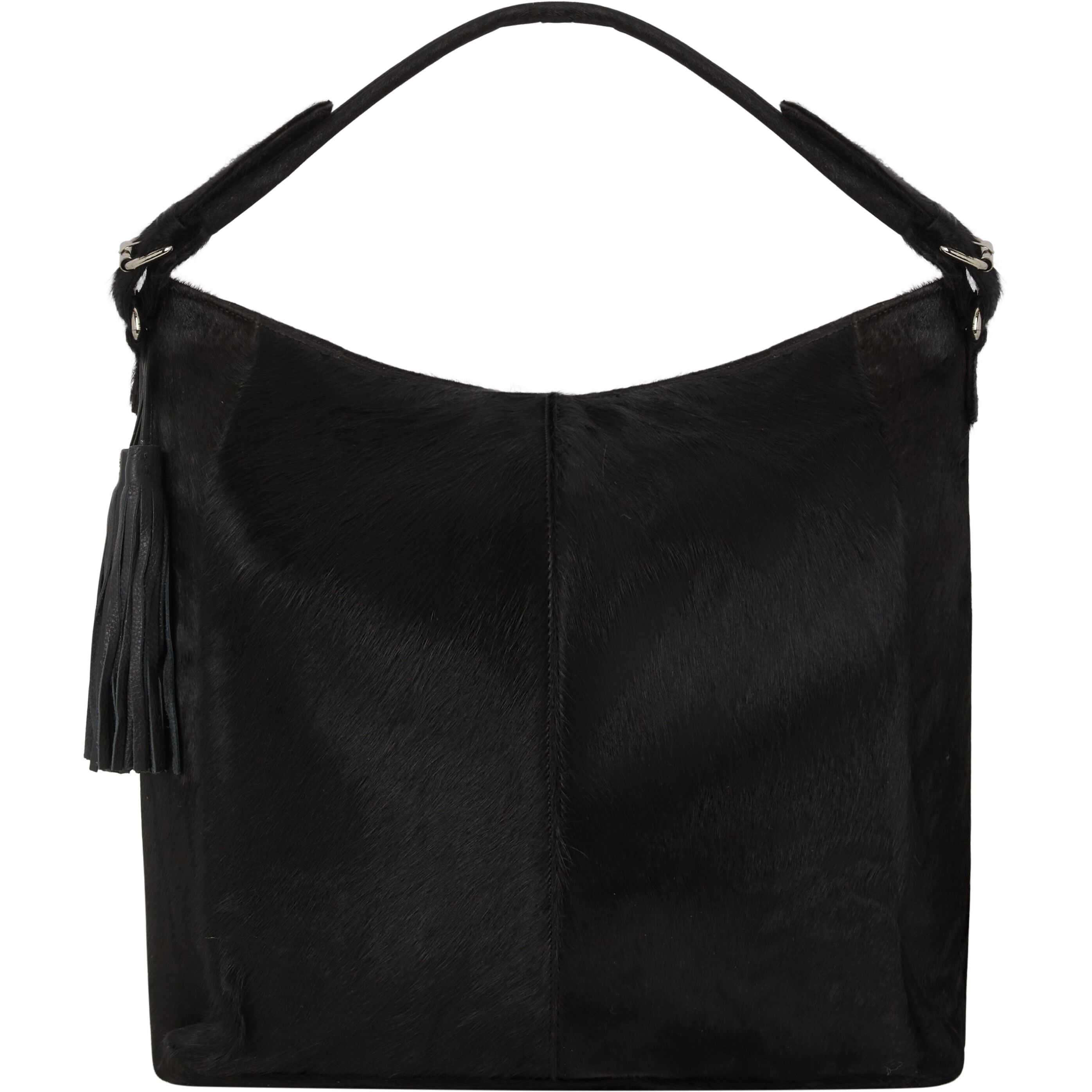 Buy wholesale Black Calf Hair Leather Top Handle Grab Bag