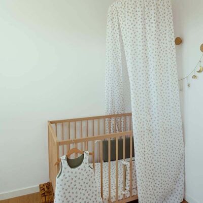 Ciel de lit feuillage camel-vert