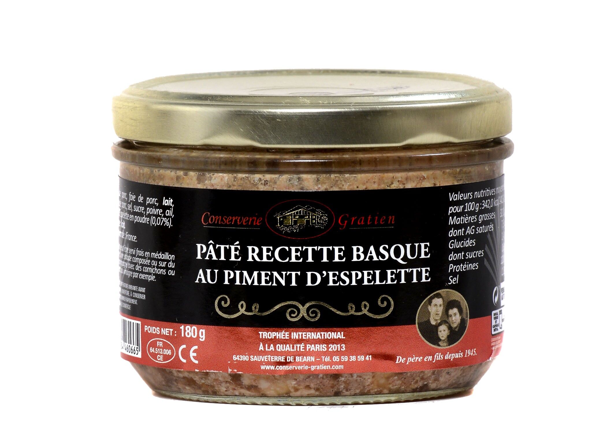 Paté “ricetta basca” al pepe di Espelette, verrine da 180 g