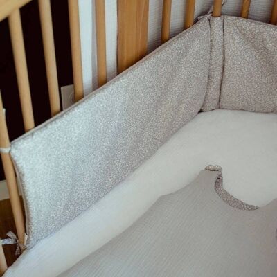 Paracolpi per letto grigio floreale bianco