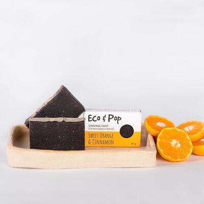 Eco&Pop Sapone da Barba e Bagno Arancio Dolce e Cannella, 80 g